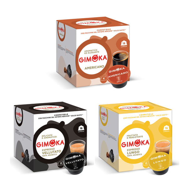 Gimoka Coffee Variety (No Decaffe) - 48 Nescafe Dolce Gusto compatible coffee capsules