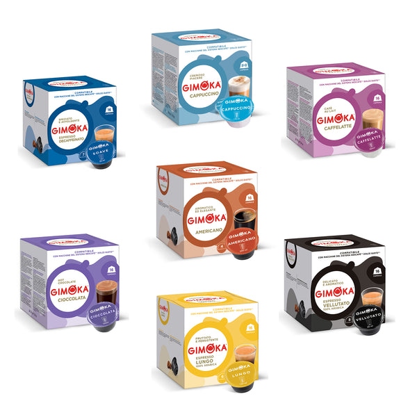 Gimoka Full Range Variety - 112 Nescafe Dolce Gusto compatible coffee capsules