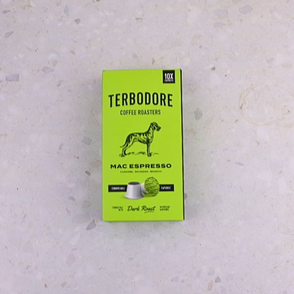 Terbodore Mac Espresso – 10 Compostable Nespresso compatible coffee capsules