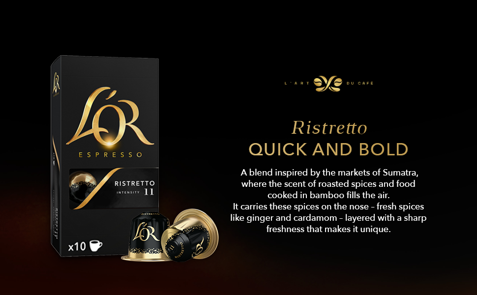 L'OR Ristretto 10 Aluminium Nespresso compatible coffee capsules