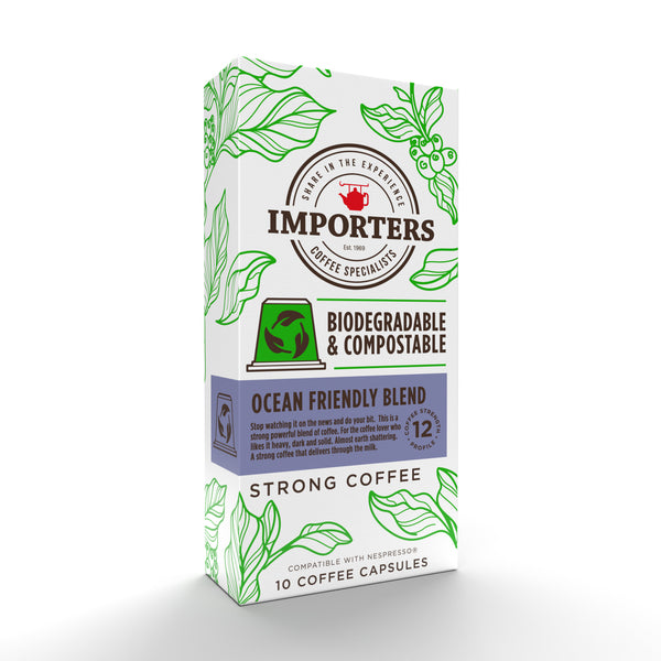 Importers Ocean Friendly Blend – 10 Biodegradable Nespresso compatible coffee capsules