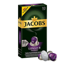 Jacobs Lungo 8 Intenso - 10 Aluminium Nespresso compatible coffee capsules thumbnail