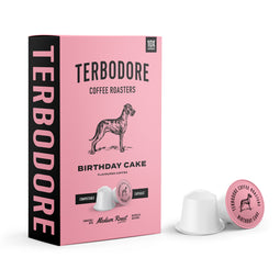 Terbodore Birthday Cake - 10 Compostable Nespresso Compatible Coffee Capsules thumbnail