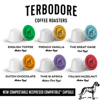 Terbodore Full Range Variety - 60 Compostable Nespresso compatible coffee capsules