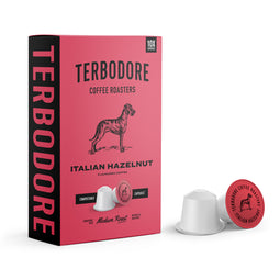 Terbodore Italian Hazelnut – 10 Compostable Nespresso compatible coffee capsules thumbnail