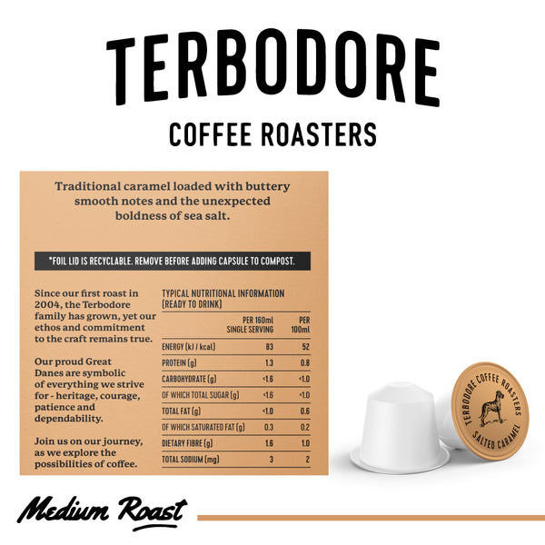 Terbodore Salted Caramel - 10 Compostable Nespresso Compatible Coffee Capsules