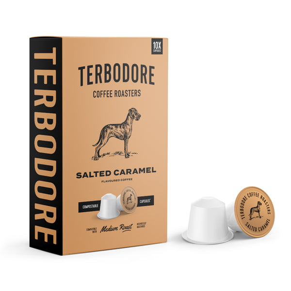 Terbodore Salted Caramel - 10 Compostable Nespresso Compatible Coffee Capsules