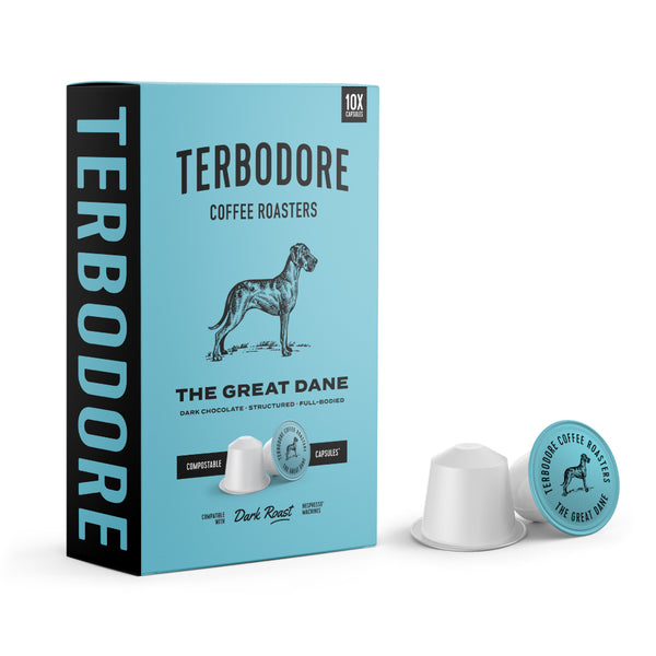 Terbodore The Great Dane – 10 Compostable Nespresso compatible coffee capsules