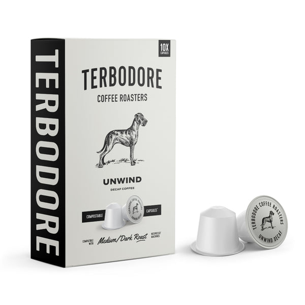 Terbodore Unwind Decaf - 10 Compostable Nespresso Compatible Coffee Capsules