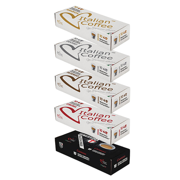 Italian Variety Pack (no Decaffe) - 50 Nespresso compatible coffee capsules